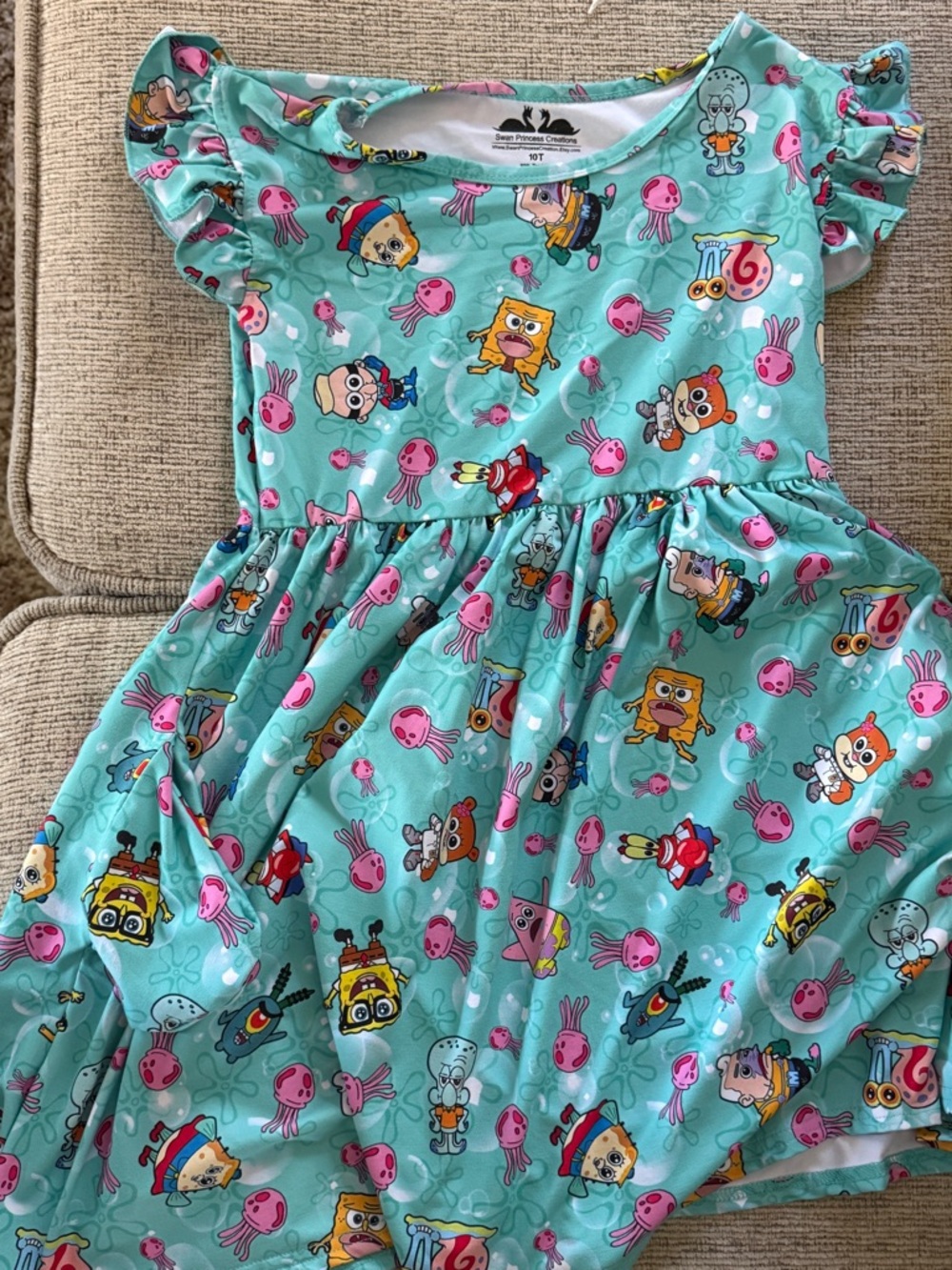 SpongeBob SquarePants Aqua Character Print Dress